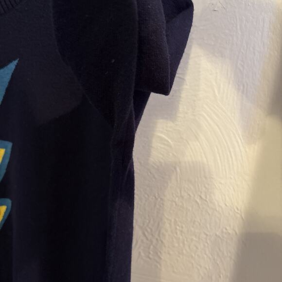 Boden Romy 50% Wool 50% Cotton Navy Blue Rainbow Lightning Bolt Sweater Jumper S - Picture 5 of 9